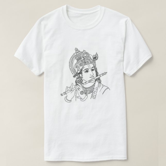 Camiseta Belo design do senhor Krishna esboço (Frente do Design)