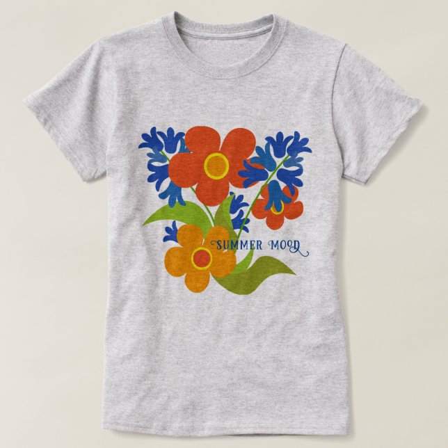 Camiseta Belo design floral de verão (Frente do Design)