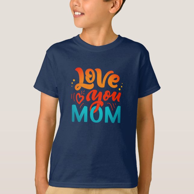 Camiseta Belo Design Text Te Ama Mãe Com Coração (Frente)
