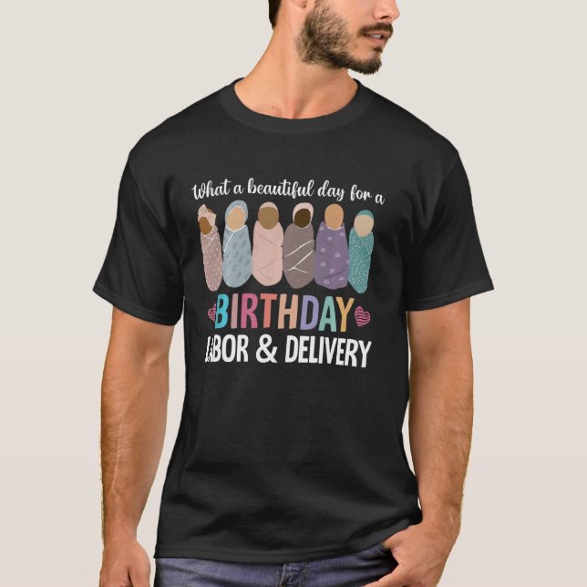 Camiseta Belo dia para um trabalho de aniversário e entrega (Frente)