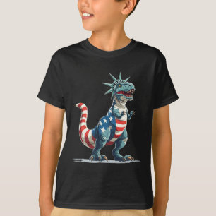 Camiseta Belo Dinossauro Na Estátua Da Liberdade Para Roupa