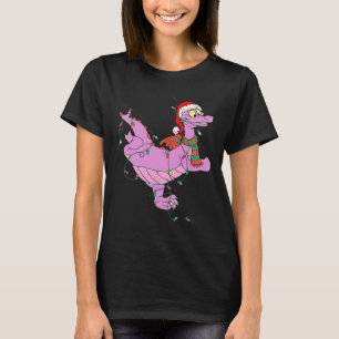 Camiseta Belo Dragão Bonito Beliscando Luzes de Natal