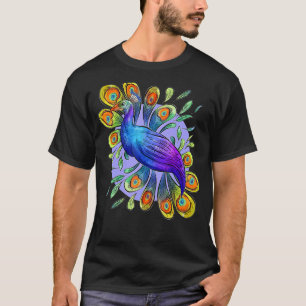 Camiseta Belo e Colorido Pássaros Pavões Animal Graph