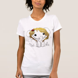 Camiseta Belo elefante bebê fêmea com cabelo amarelo