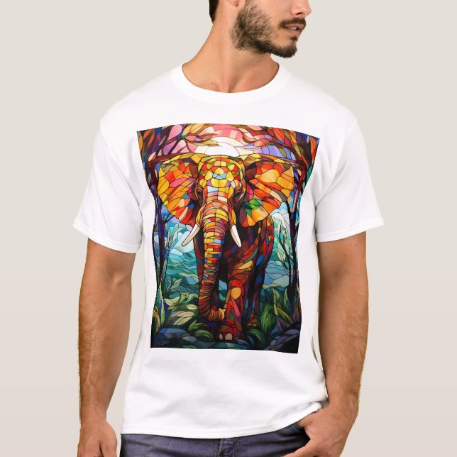 Camiseta Belo elefante colorido (Frente)