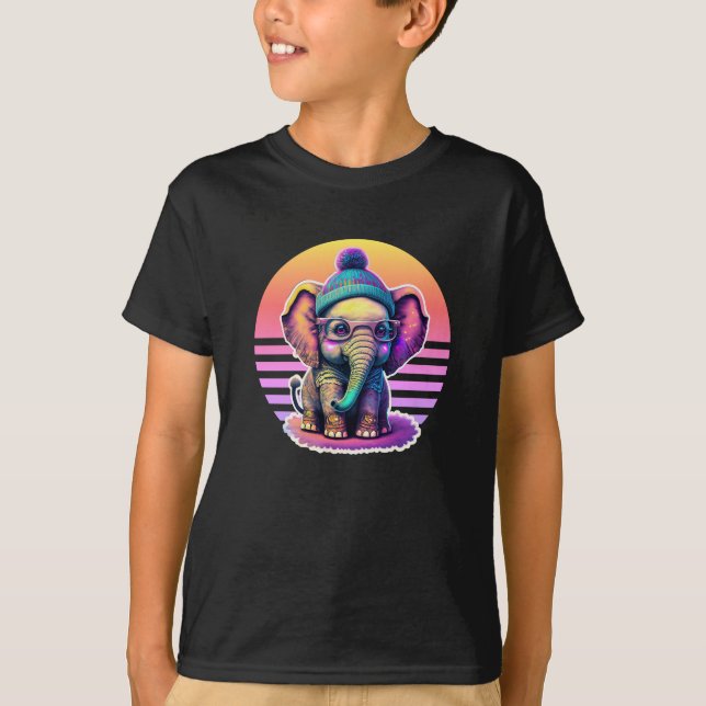 Camiseta Belo Elefante para Bebê com Óculos e Beanie (Frente)