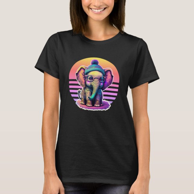 Camiseta Belo Elefante para Bebê com Óculos e Beanie (Frente)