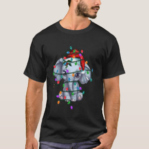 Camiseta Belo Elefante Santa Hat Natal Ligeiro Xmas