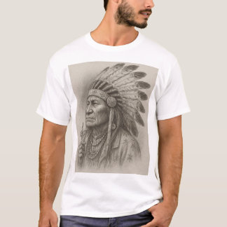 Camiseta Belo esboço de arte de um chefe indiano.
