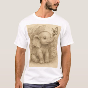 Camiseta Belo esboço Elefante para Bebê