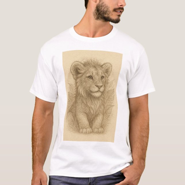 Camiseta Belo esboço Lion Cub (Frente)