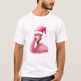 Camiseta Belo flamingo santa Chapéu Feliz tropical Natal