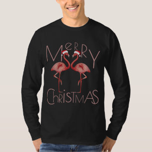 Camiseta Belo Flamingo Santa Hat, Rosa, Feliz Natal