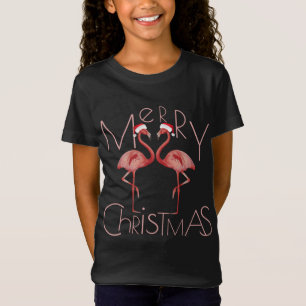 Camiseta Belo Flamingo Santa Hat, Rosa, Feliz Natal