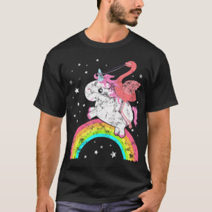 Camiseta Belo Funny Unicorn Flamingo Rainbow Stars Exterior