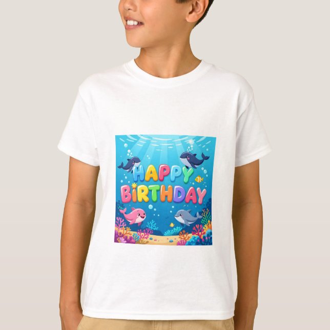 Camiseta Belo golfinho náutico de aniversário feliz (Frente)