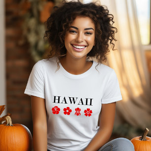 Camiseta Belo Havaí - Ícones da Flor Vermelha Cor-de-Luz