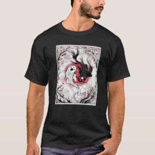 Camiseta Belo Japão Artístico Yin Yang Koi Fish Japanes