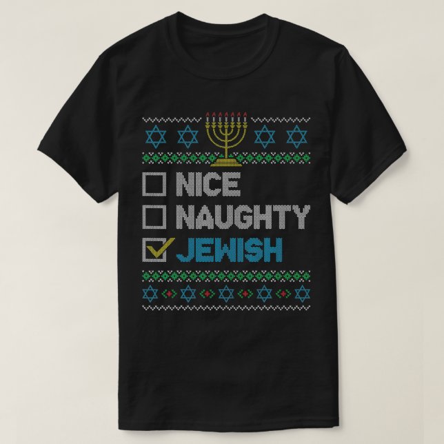 Camiseta Belo Jewish Feliz de Natal Engraçado H (Frente do Design)