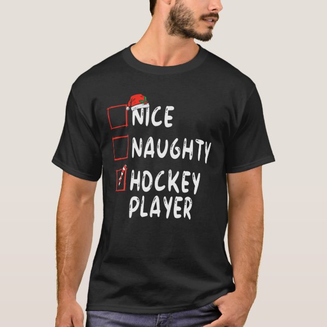 Camiseta Belo jogador de hóquei, Natal, Papai Noel (Frente)