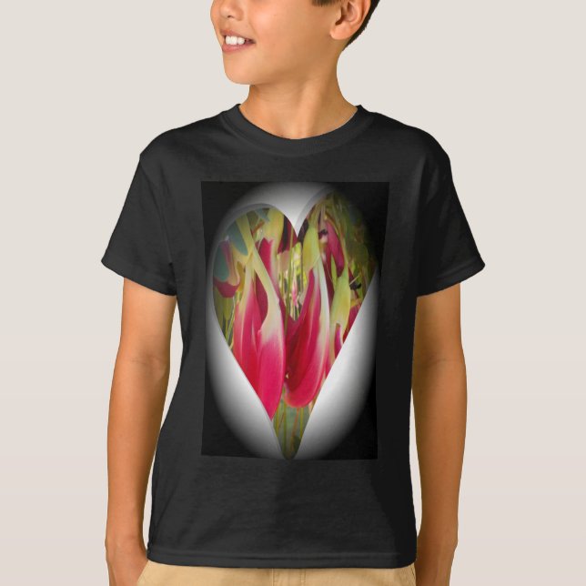 Camiseta Belo legal Design Floral de Coração Fresco (Frente)