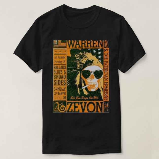 Camiseta Belo Modelo Warren Art Zevon Gift Movie Fans (Frente do Design)