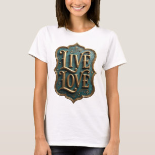 Camiseta Belo Motivo Artístico LIVE LOVE em Ouro