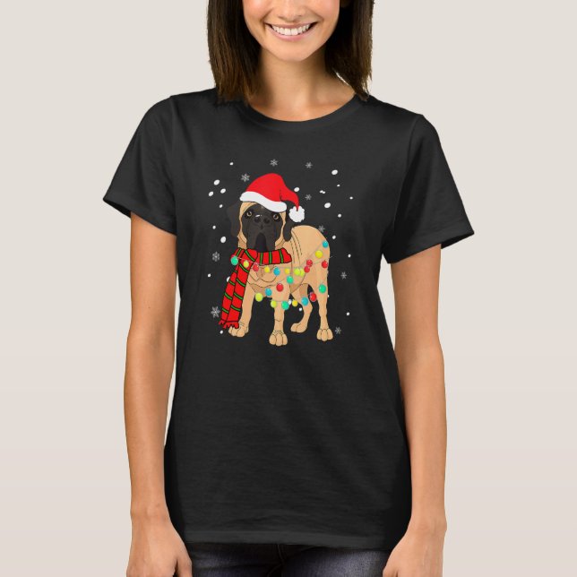 Camiseta Belo Natal Bullmastiff Cachorros Fica Engraçado Pa (Frente)