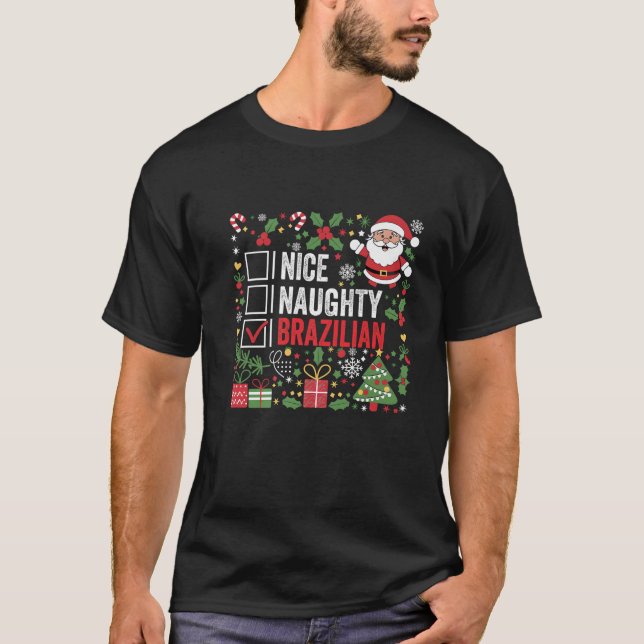 Camiseta Belo Natal Engraçado brasileiro Papai Noel (Frente)