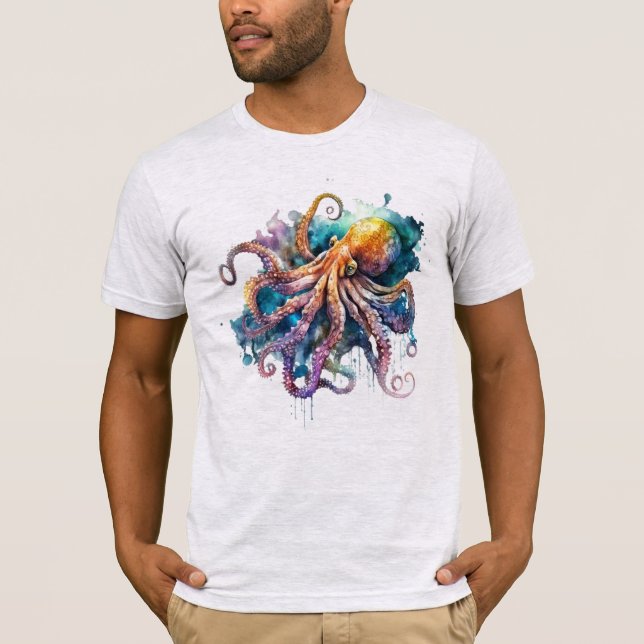 Camiseta Belo Octopus De Aquarela (Frente)