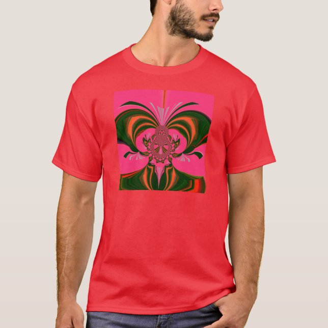 Camiseta Belo Ouro Vermelho Rosa Quente Africano Verde (Frente)