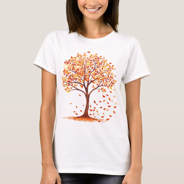 Camiseta Belo outono Árvore Laranja Fall Season (Frente)