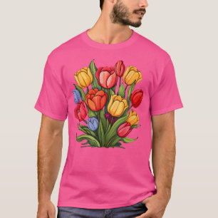 Camiseta Belo Primavera Tulipas Flores Jardinagem