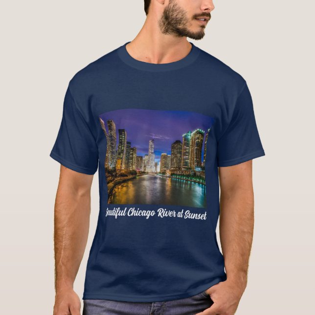 Camiseta Belo rio Chicago em Sunset, Illinois (Frente)