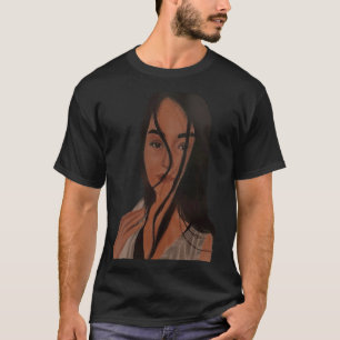 Camiseta belo rosto de senhora pintado à mão