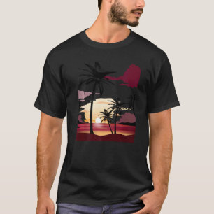 Camiseta Belo Sol Vermelho Profundo Com Palma Silhuetada Tr