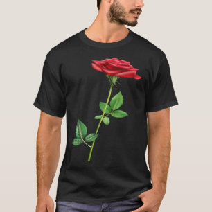 Camiseta Belo Solteiro Rosa vermelha Flor Amor Por Floral