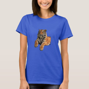 Camiseta Belo Tigre de Bengala Rosto e Foto de Pinças