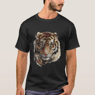Camiseta Belo Tigre, Retrato Pintado De Mão Longa Shi