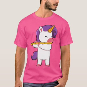 Camiseta Belo Unicórnio Reproduzindo Flute