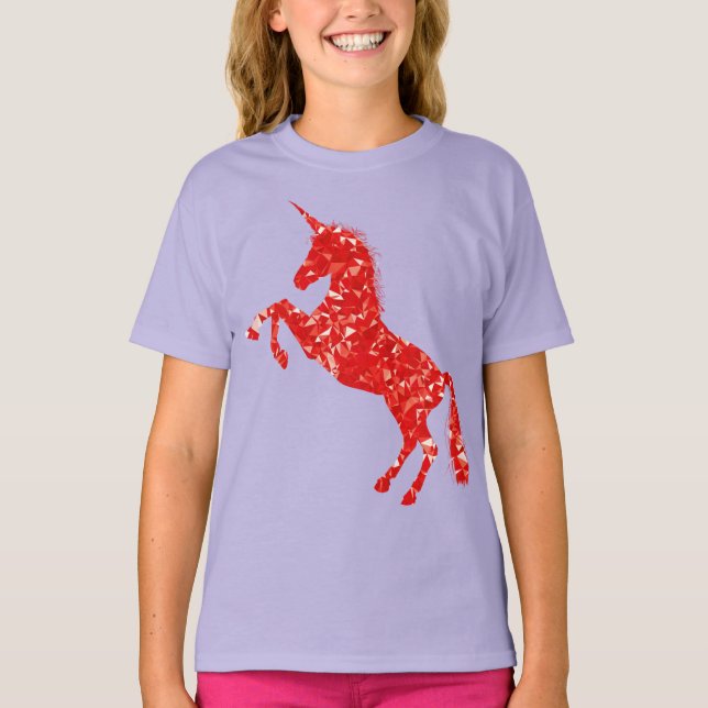 Camiseta Belo unicórnio vermelho (Frente)