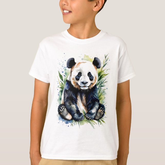 Camiseta Belo Urso de Panda de Fofinho de Aquarela (Frente)
