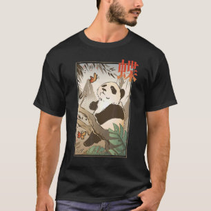 Camiseta Belo Urso de Panda Japonês Borboleta Natureza Japã