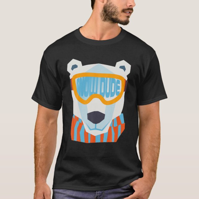 Camiseta Belo Urso Polar Animal Esquema Óculos Neve Cara Wi (Frente)