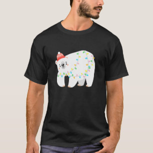 Camiseta Belo Urso Polar Ártico Ártico Luz Árvore Natal