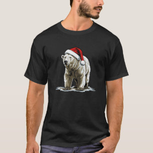 Camiseta Belo Urso Polar De Natal Luz Santa Hat Xmas Pa