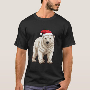 Camiseta Belo Urso Polar De Natal Luz Santa Hat Xmas Pa