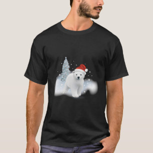 Camiseta Belo Urso Polar Vermelho Papai Noel Iluminado Tr