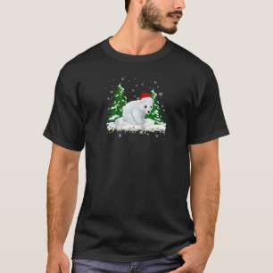 Camiseta Belo Urso Polar Vermelho Papai Noel Iluminado Tr