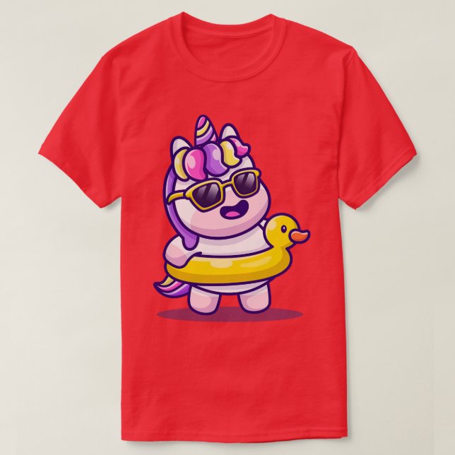 Camiseta Belo Verão Do Unicórnio Com Pato De Nadação (Frente do Design)